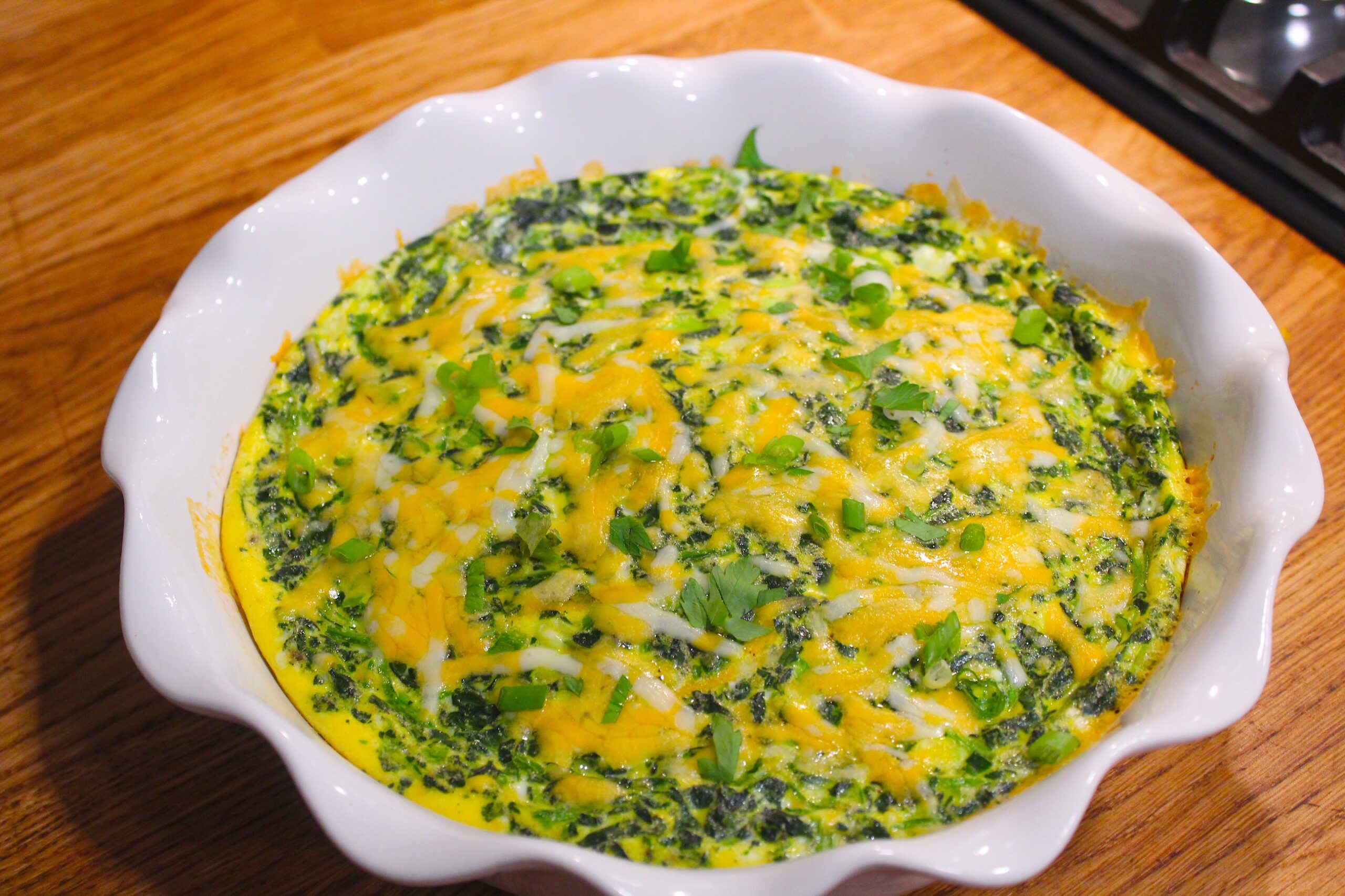 Crustless Spinach and Cheddar Quiche