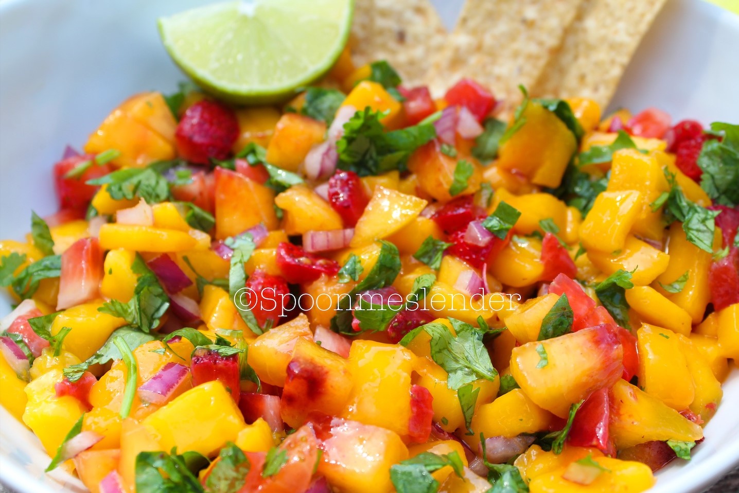 Mango, Peach and Strawberry Salsa