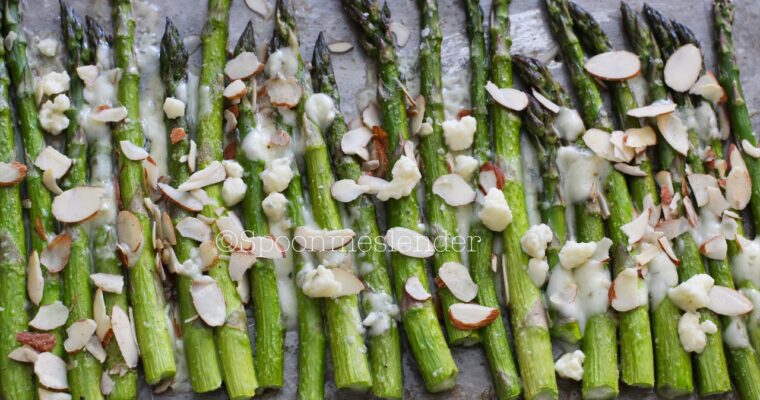 Roasted Asparagus with Gorgonzola and Almonds