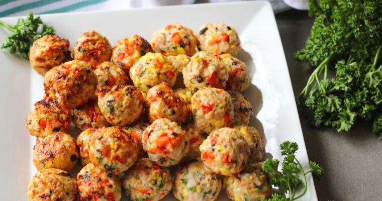Breakfast Poppers with Ground Turkey,  Cheese, and Veggies