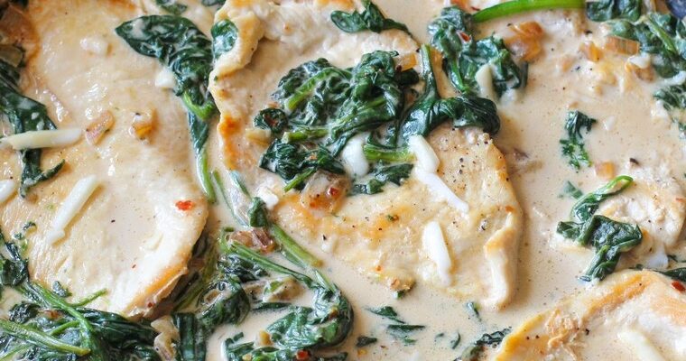 Creamy Asiago Chicken with Spinach