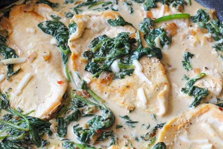 Creamy Asiago Chicken with Spinach